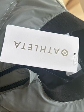 Athleta Reflective Vest Jacket in Light Gray with Black Trim NWT